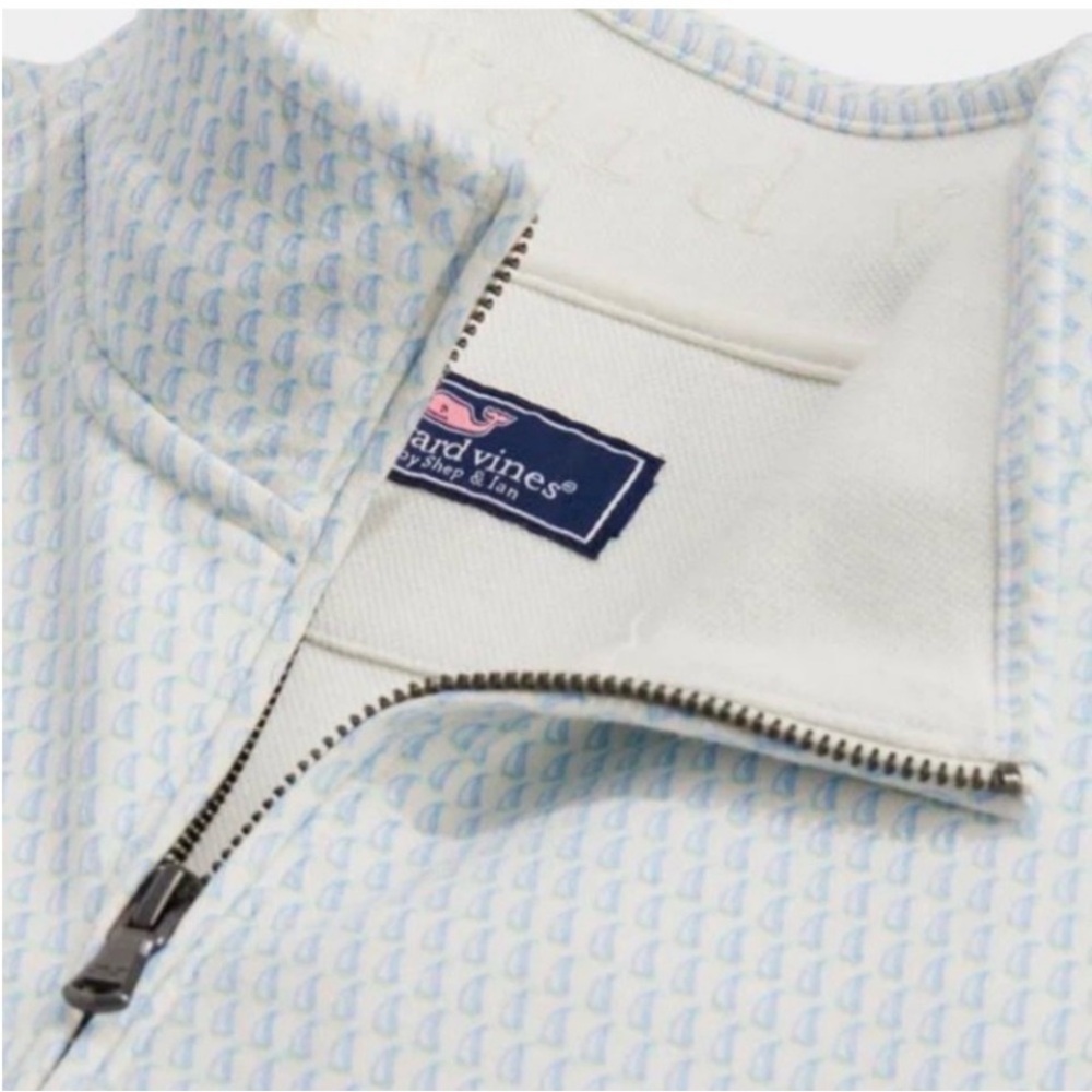 Vineyard Vines Men’s Saltwater Quarter Zip Sails Micro Marsh XL NWT White Blue